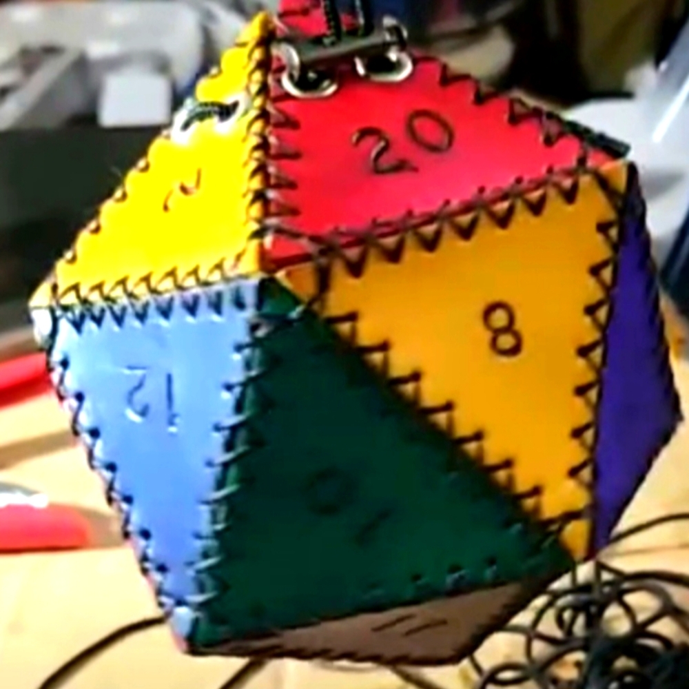 All 100% Hand-crafted Leather D20 Dice Bags That Fully, Widely Open Up!!